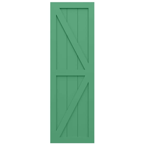 Ekena Millwork True Fit PVC Two Equal Panel Farmhouse Fixed Mount Shutters w/ Z-Bar, Lilly Pads , 12W x 53H, PR - TFP102FH12X053LP