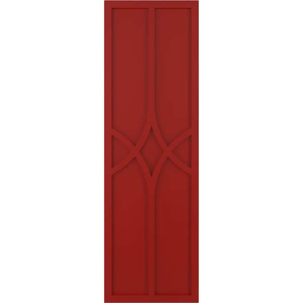 Ekena Millwork True Fit PVC Cedar Park Fixed Mount Shutters, Fire Red, 12W x 38H, PR - TFP001CP12X038BR