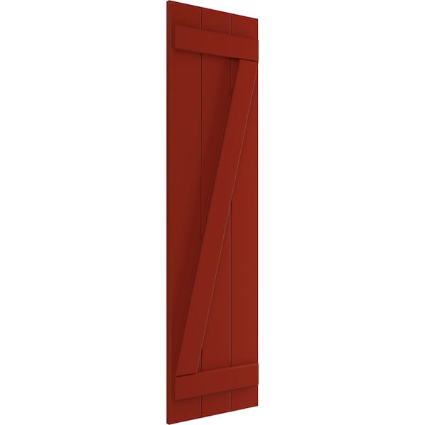 Ekena Millwork True Fit PVC Three Board Joined Board-n-Batten Shutters w/Z-Bar, Fire Red , 16 1/8W x 80H, PR - TFP102BBF16X080BR