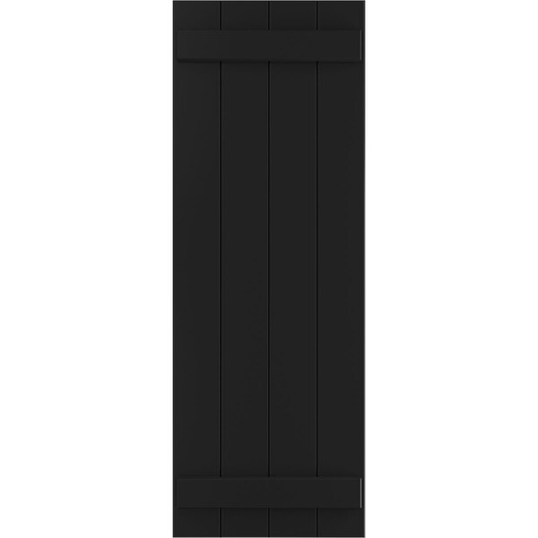Ekena Millwork True Fit PVC Four Board Joined Board-n-Batten Shutters, Black, 21 1/2W x 67H, PR - TFP101BBF21X067BL