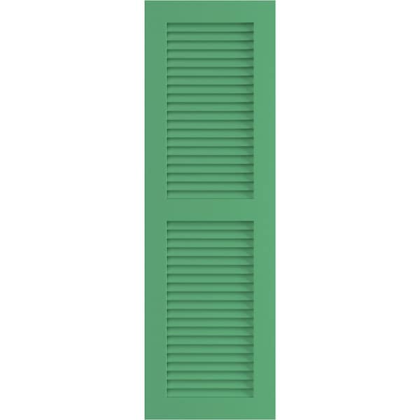 Ekena Millwork True Fit PVC, Two Equal Louver Shutters, Lilly Pads, 15W x 27H, PR - TFP101LVF15X027LP