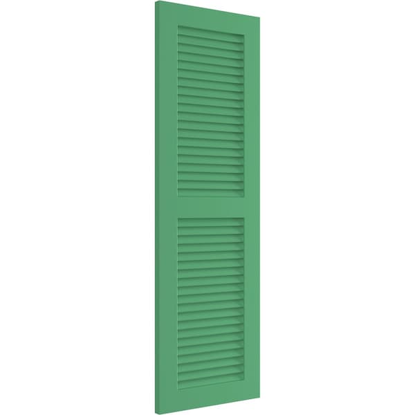 Ekena Millwork True Fit PVC, Two Equal Louver Shutters, Lilly Pads, 15W x 27H, PR - TFP101LVF15X027LP