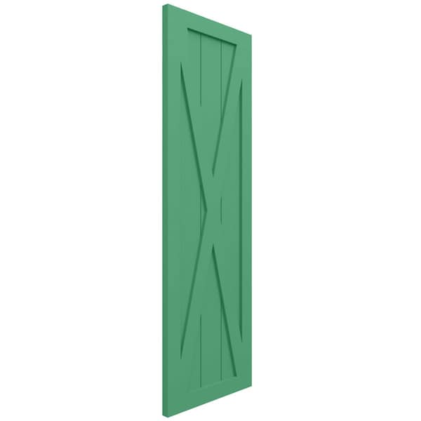 Ekena Millwork True Fit PVC Single X-Board Farmhouse Fixed Mount Shutters, Lilly Pads, 15W x 69H, PR - TFP001FH15X069LP