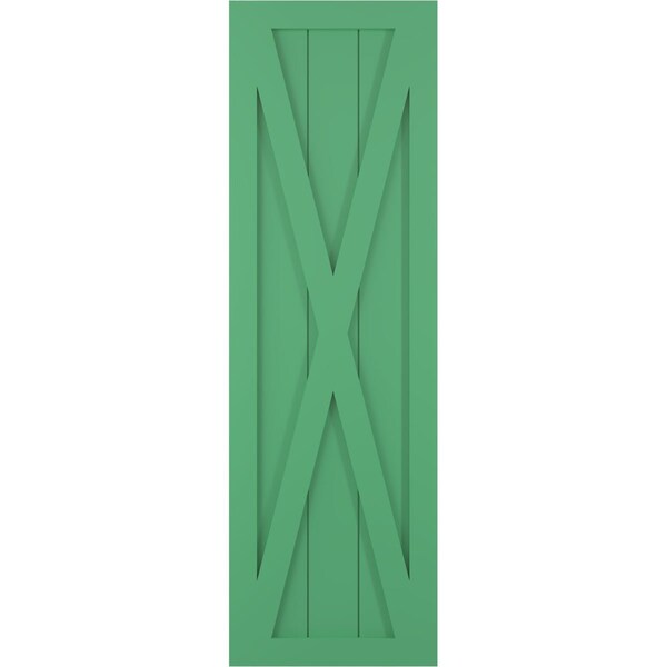 Ekena Millwork True Fit PVC Single X-Board Farmhouse Fixed Mount Shutters, Lilly Pads, 15W x 69H, PR - TFP001FH15X069LP