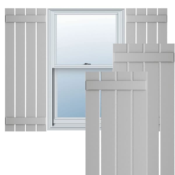 Ekena Millwork True Fit PVC Four Board Spaced Board-n-Batten Shutters, Hailstorm Gray , 23W x 47H, PR - TFP101SBF23X047ST