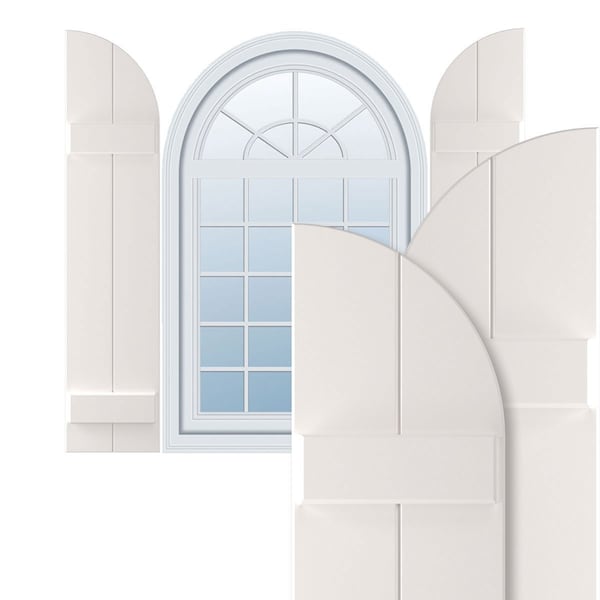 Ekena Millwork True Fit PVC, Two Board Arch Top Joined Board-n-Batten Shutters, Unfinished, 10 3/4W x 30H, PR - TFP101BA11X030UN
