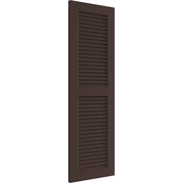 Ekena Millwork True Fit PVC Two Equal Louver Shutters, Raisin Brown, 18W x 30H, PR - TFP101LVF18X030TB