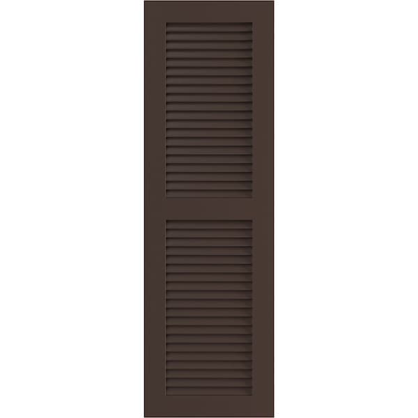 Ekena Millwork True Fit PVC Two Equal Louver Shutters, Raisin Brown, 18W x 30H, PR - TFP101LVF18X030TB