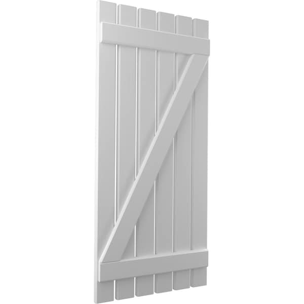Ekena Millwork Americraft 6-Board (2 Batten) Wood Spaced Board-n-Batten Shutters w/ Z-Bar, ARW102SB623X79PRH - ARW102SB623X79PRH