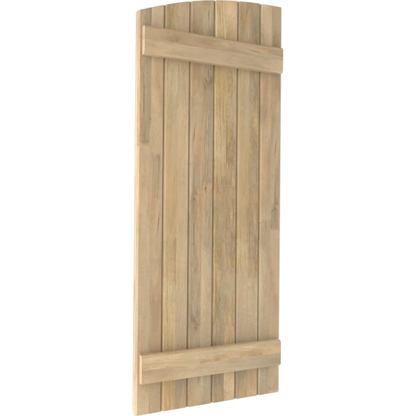 Ekena Millwork Americraft 6-Board (2 Batten) Wood Joined Board-n-Batten Shutters w/Ellipt Top, ARW101BE621X43UNH, PR - ARW101BE621X43UNH