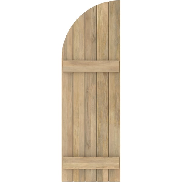 Ekena Millwork Americraft 5-Board (2 Batten) Wood Joined Board-n-Batten Shutters w/ Arch Top, ARW101BQ518X46UNH, PR - ARW101BQ518X46UNH