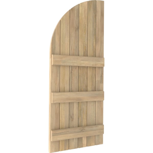 Ekena Millwork Americraft 6-Board (3 Batten) Wood Joined Board-n-Batten Shutters w/ Arch Top, ARW401BQ621X34UNH, PR - ARW401BQ621X34UNH