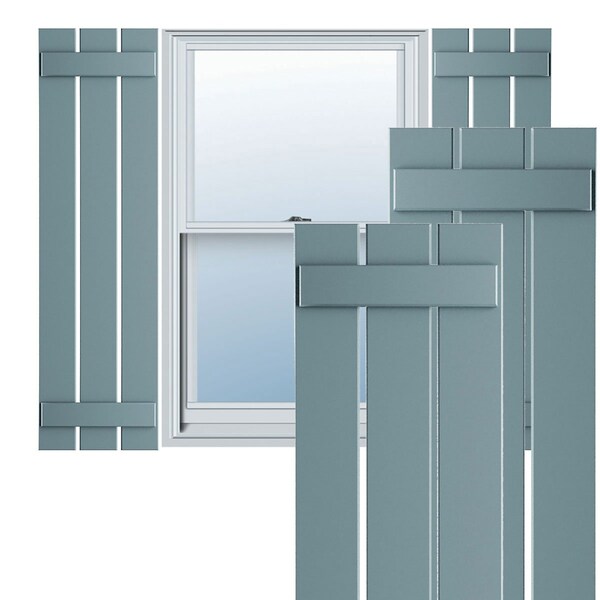 Ekena Millwork True Fit PVC Three Board Spaced Board-n-Batten Shutters, Peaceful Blue , 17 1/8W x 62H, PR - TFP101SBF17X062SB