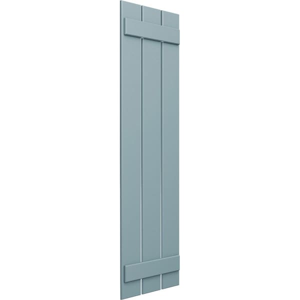 Ekena Millwork True Fit PVC Three Board Spaced Board-n-Batten Shutters, Peaceful Blue , 17 1/8W x 62H, PR - TFP101SBF17X062SB