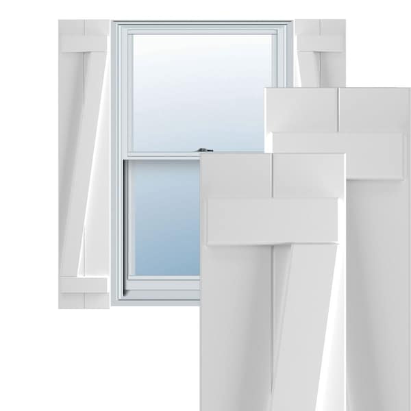 Ekena Millwork True Fit PVC Two Board Joined Board-n-Batten Shutters w/Z-Bar, Unfinished , 10 3/4W x 62H, PR - TFP102BBF11X062UN