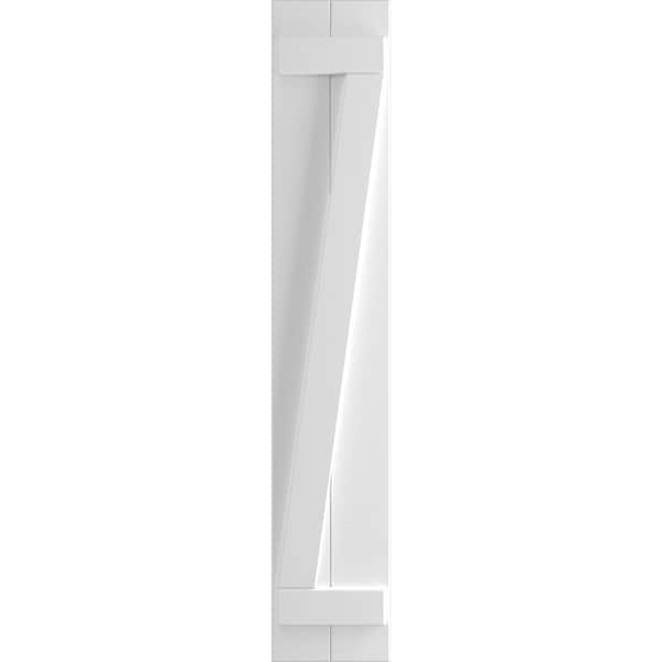 Ekena Millwork True Fit PVC Two Board Joined Board-n-Batten Shutters w/Z-Bar, Unfinished , 10 3/4W x 62H, PR - TFP102BBF11X062UN