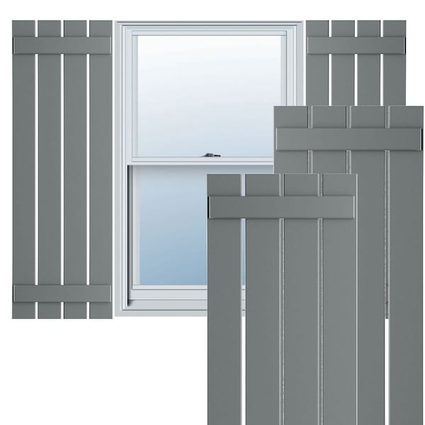Ekena Millwork True Fit PVC Four Board Spaced Board-n-Batten Shutters, Ocean Swell , 23W x 48H, PR - TFP101SBF23X048CH
