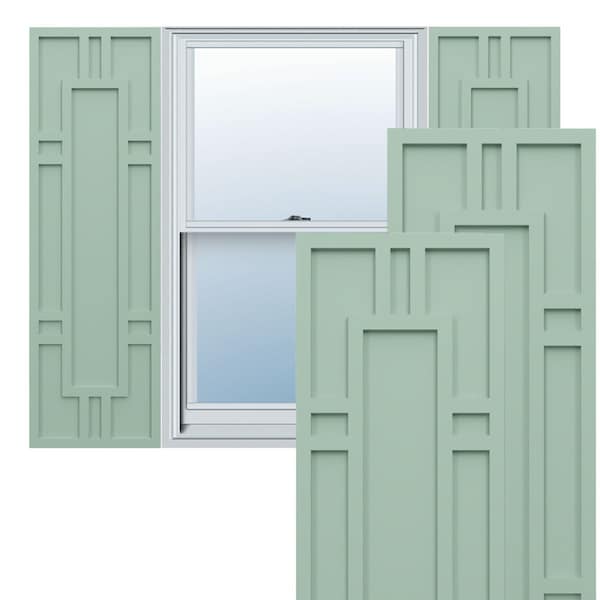 Ekena Millwork True Fit PVC Hastings Fixed Mount Shutters, Seaglass, 15W x 44H, PR - TFP001HS15X044SG