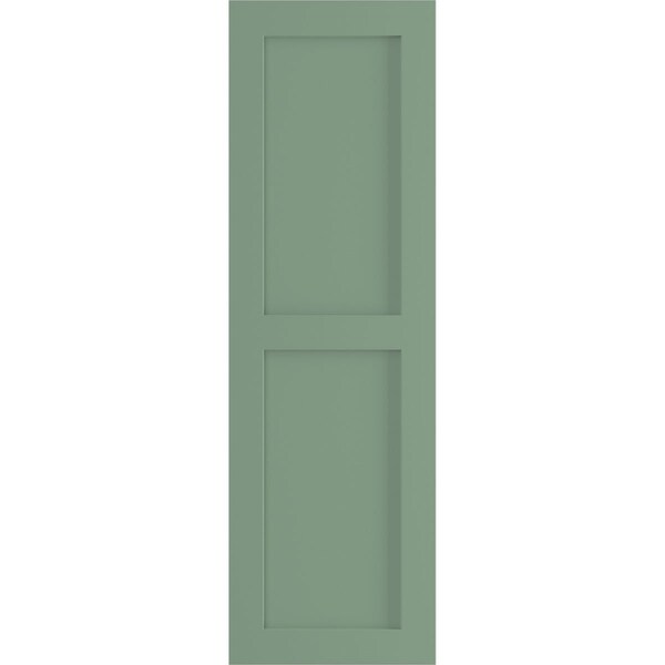 Ekena Millwork True Fit PVC Two Equal Flat Panel Shutters, Track Green, 15W x 52H, PR - TFP101FPF15X052TG