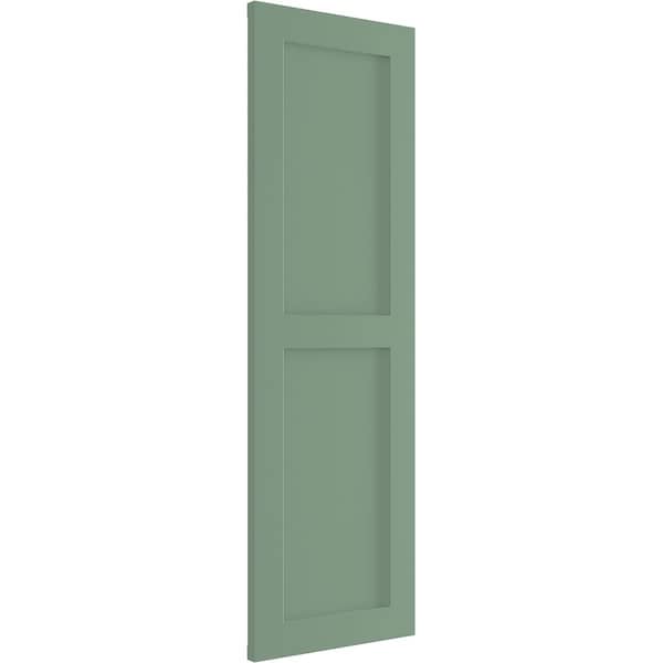 Ekena Millwork True Fit PVC Two Equal Flat Panel Shutters, Track Green, 15W x 52H, PR - TFP101FPF15X052TG