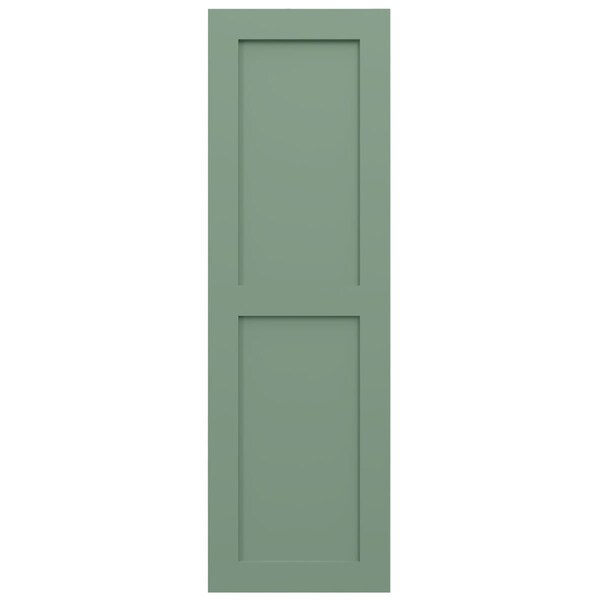 Ekena Millwork True Fit PVC Two Equal Flat Panel Shutters, Track Green, 15W x 52H, PR - TFP101FPF15X052TG