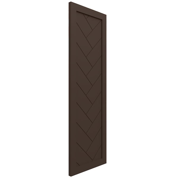 Ekena Millwork True Fit PVC Single Panel Herringbone Modern Style Fixed Mount Shutters, Raisin Brown, 18W x 25H, PR - TFP001HB18X025TB