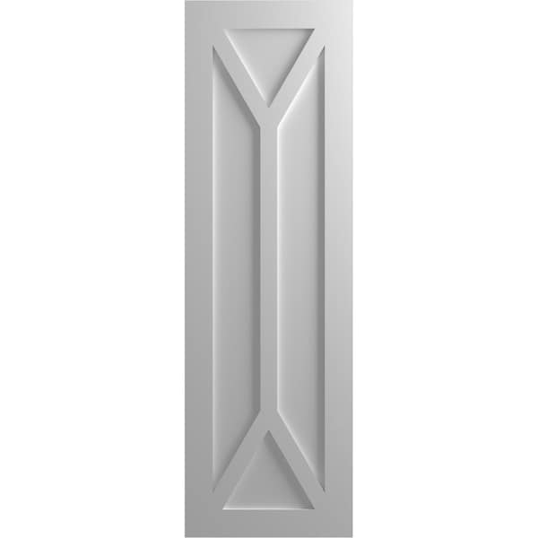 Ekena Millwork True Fit PVC San Carlos Mission Style Fixed Mount Shutters, Primed, 12"W x 44"H - TFP001SC12X044PR
