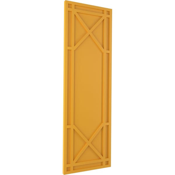 Ekena Millwork True Fit PVC Bungalow Fixed Mount Shutters, Turmeric, 12W x 64H, PR - TFP001BG12X064TU