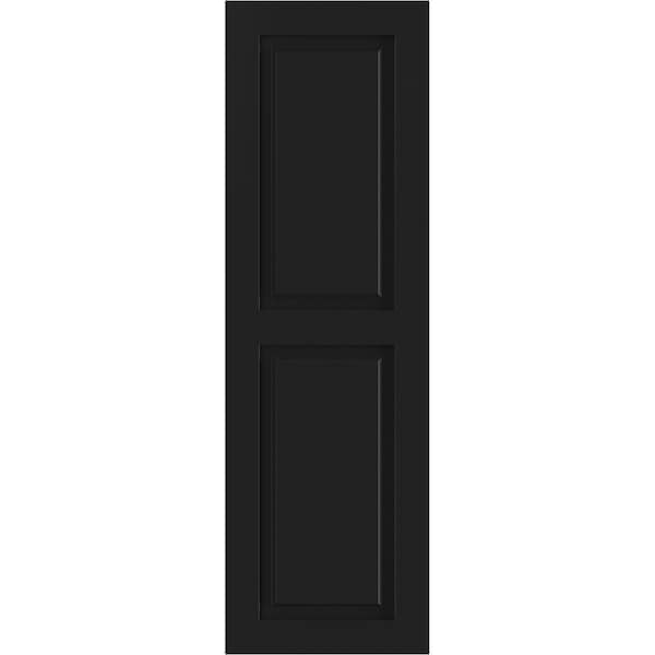 Ekena Millwork True Fit PVC Two Equal Raised Panel Shutters, Black, 15W x 56H, PR - TFP101RPF15X056BL
