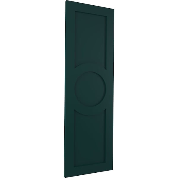 Ekena Millwork True Fit PVC Center Circle Arts & Crafts Fixed Mount Shutters, Thermal Green, 18W x 55H, PR - TFP001AC18X055FG