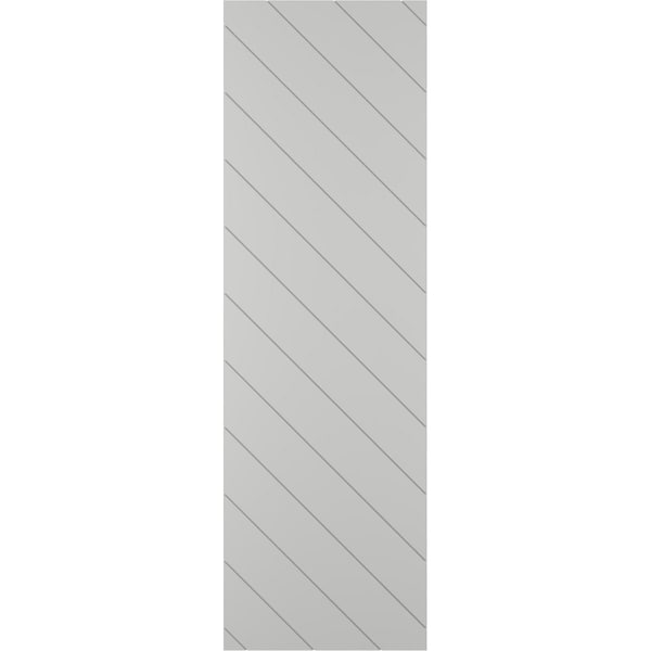 Ekena Millwork 15W x 27H True Fit PVC Diagonal Slat Modern Style Fixed Mount Shutters, Hailstorm Gray, PR - TFP001DG15X027ST