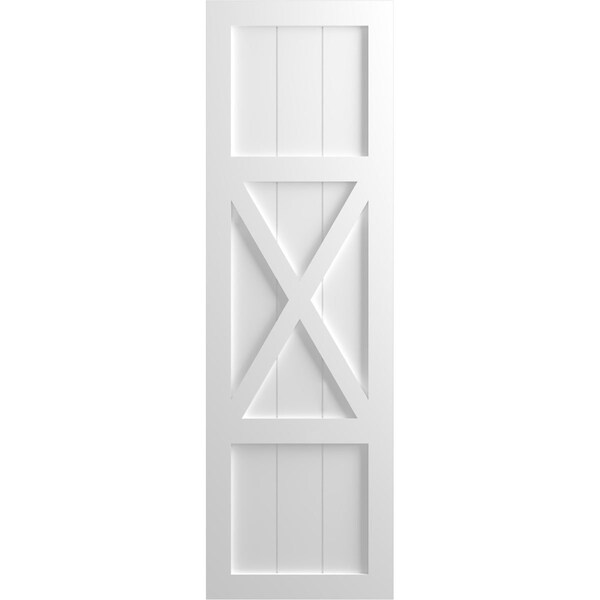 Ekena Millwork True Fit PVC Center X-Board Farmhouse Fixed Mount Shutters, Unfinished , 15W x 60H, PR - TFP107FH15X060UN