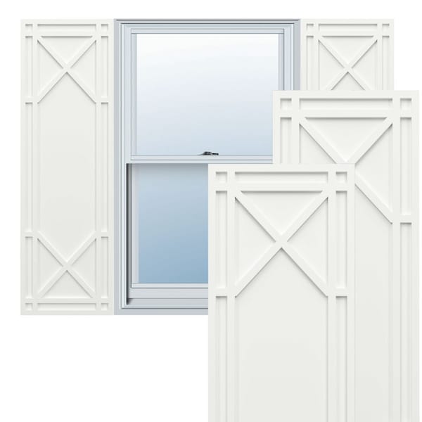 Ekena Millwork True Fit PVC Bungalow Fixed Mount Shutters, Unfinished, 12W x 32H, PR - TFP001BG12X032UN