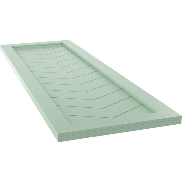 Ekena Millwork True Fit PVC Single Panel Chevron Modern Style Fixed Mount Shutters, Seaglass, 12W x 27H, PR - TFP001CV12X027SG