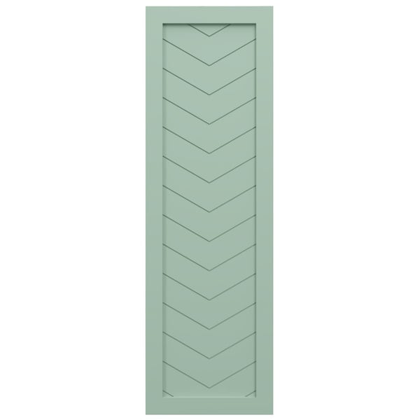 Ekena Millwork True Fit PVC Single Panel Chevron Modern Style Fixed Mount Shutters, Seaglass, 12W x 27H, PR - TFP001CV12X027SG