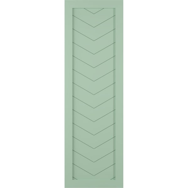 Ekena Millwork True Fit PVC Single Panel Chevron Modern Style Fixed Mount Shutters, Seaglass, 12W x 27H, PR - TFP001CV12X027SG