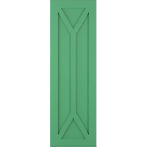 Ekena Millwork True Fit PVC San Carlos Mission Style Fixed Mount Shutters, Lilly Pads, 18W x 57H, PR - TFP001SC18X057LP