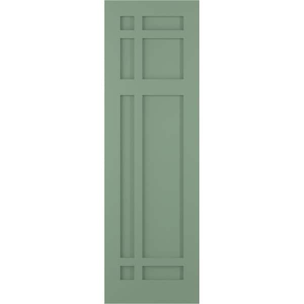 Ekena Millwork True Fit PVC San Juan Capistrano Mission Style Fixed Mount Shutters, Track Green, 12W x 80H, PR - TFP001SJ12X080TG