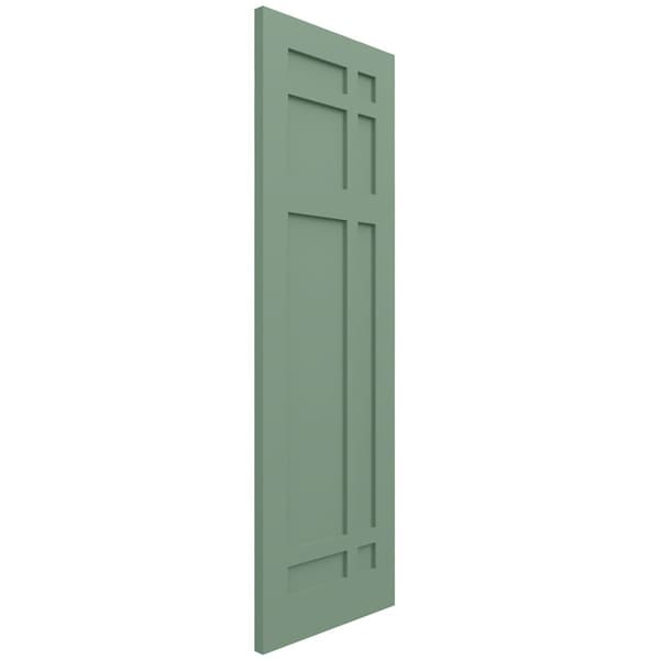 Ekena Millwork True Fit PVC San Juan Capistrano Mission Style Fixed Mount Shutters, Track Green, 12W x 80H, PR - TFP001SJ12X080TG
