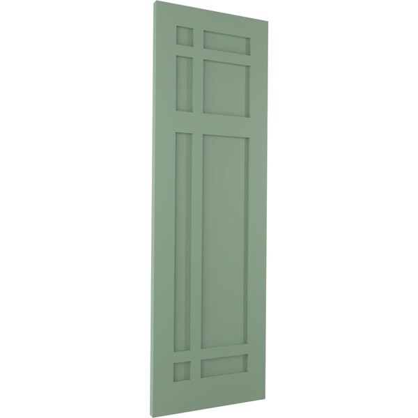 Ekena Millwork True Fit PVC San Juan Capistrano Mission Style Fixed Mount Shutters, Track Green, 12W x 80H, PR - TFP001SJ12X080TG