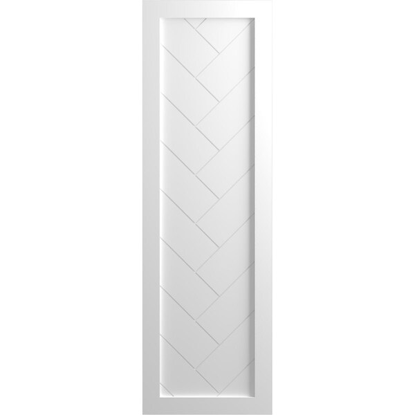 Ekena Millwork True Fit PVC Single Panel Herringbone Modern Style Fixed Mount Shutters, White, 15W x 36H, PR - TFP001HB15X036WH