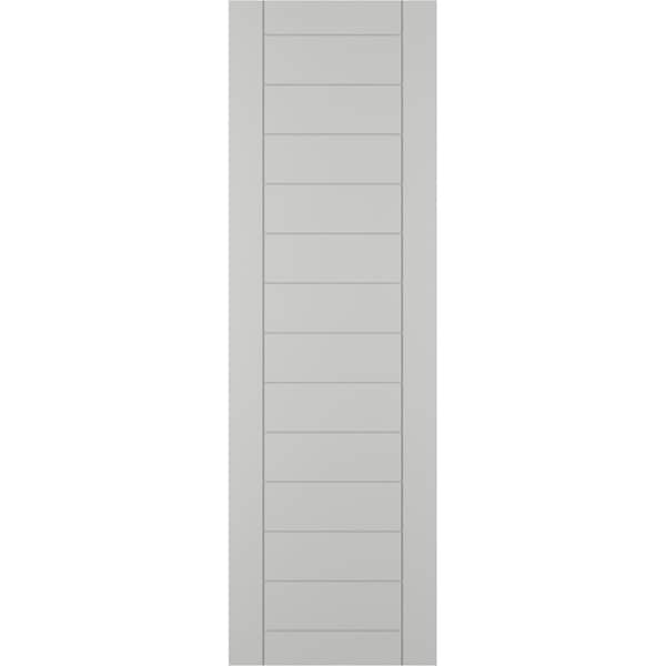 Ekena Millwork True Fit PVC Horizontal Slat Framed Modern Style Fixed Mount Shutters, Hailstorm Gray, 12W x 45H, PR - TFP001HF12X045ST