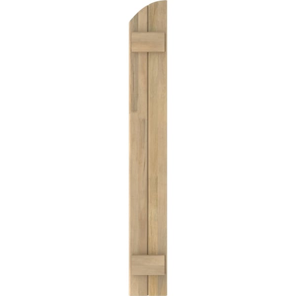 Ekena Millwork Americraft 2-Board (2 Batten) Wood Joined Board-n-Batten Shutters w/Ellipt Top, ARW101BE207X64UNH, PR - ARW101BE207X64UNH