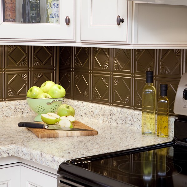 Fasade Fasade 18in x 24in Traditional 4 Argent Bronze Backsplash Panel 5pk - PB5128