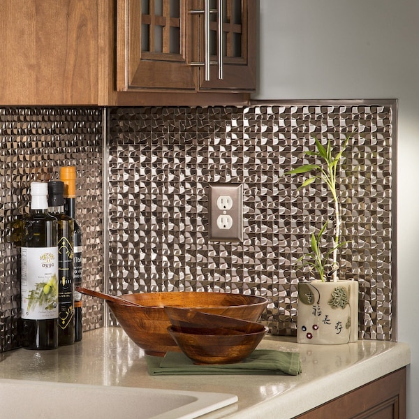 Fasade Fasade 18in x 24in Terrain Brushed Nickel Backsplash Panel 5pk - PB6729