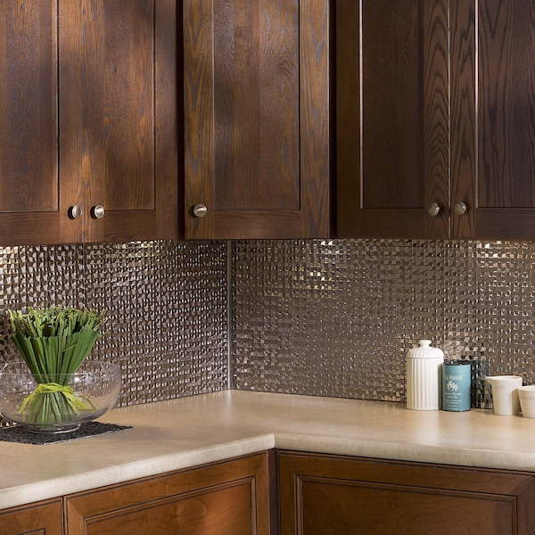 Fasade Fasade 18in x 24in Terrain Brushed Nickel Backsplash Panel 5pk - PB6729