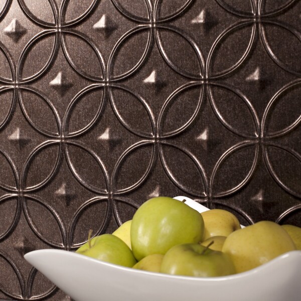 Fasade Fasade 18in x 24in Rings Smoked Pewter Backsplash Panel 5pk - PB6127