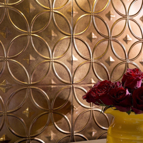 Fasade Fasade 18in x 24in Rings Antique Bronze Backsplash Panel 5pk - PB6131