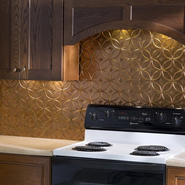 Fasade Fasade 18in x 24in Rings Antique Bronze Backsplash Panel 5pk - PB6131
