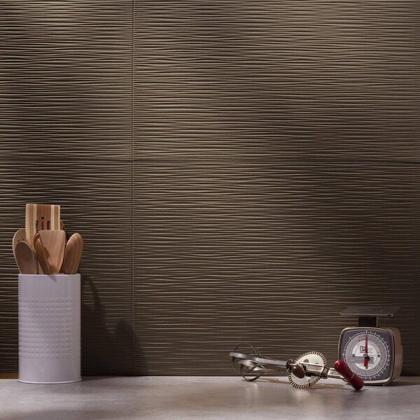 Fasade Fasade 18in x 24in Ripple Argent Bronze Backsplash Panel 5pk - PB6228